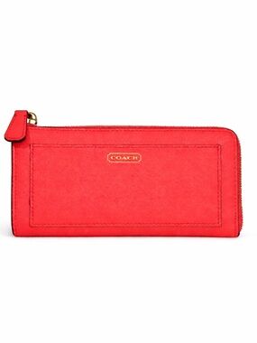 COACH Darcy Coral Saffiano Leather Accordion Zip Wallet